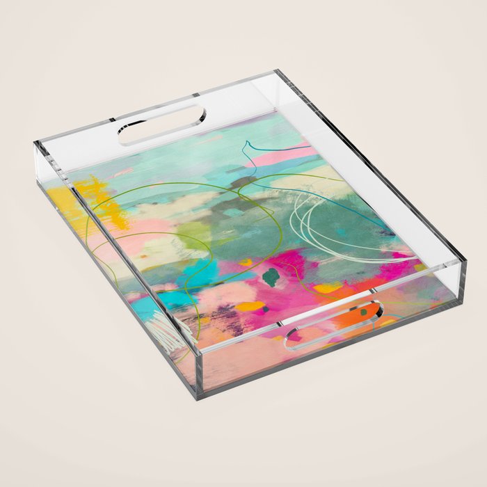 mixed abstract brush color study art 1 Acrylic Tray Gallery Image 1
