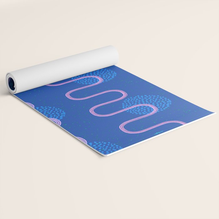Abstract Fields in Navy Blue & Pastel Pink Yoga Mat Gallery Image 2