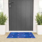 Abstract Fields in Navy Blue & Pastel Pink Welcome Mat Gallery Image 3