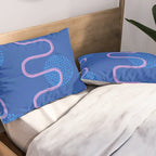 Abstract Fields in Navy Blue & Pastel Pink Pillow Sham Gallery Image 2
