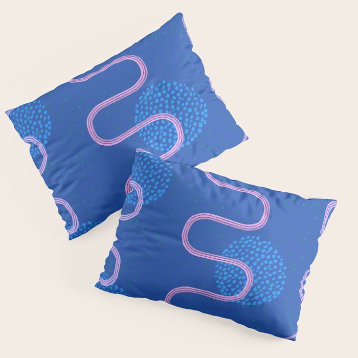 Abstract Fields in Navy Blue & Pastel Pink Pillow Sham Gallery Image 1