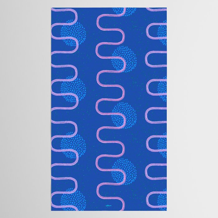 Abstract Fields in Navy Blue & Pastel Pink Tablecloth Gallery Image 2