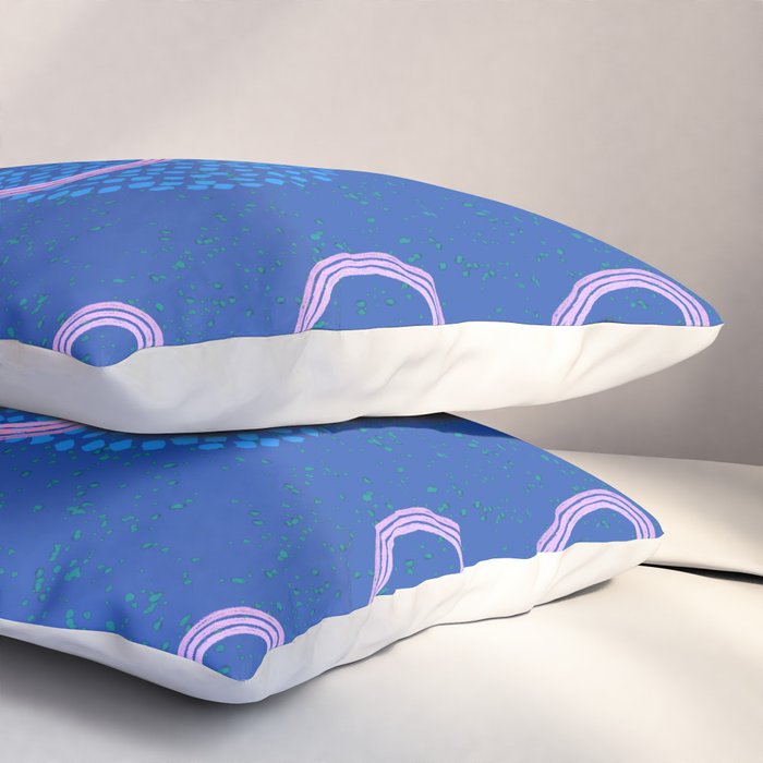 Abstract Fields in Navy Blue & Pastel Pink Pillow Sham Gallery Image 3
