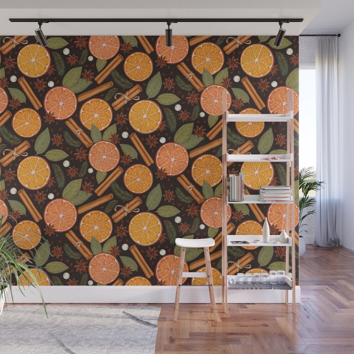 Winter Spice in Charcoal Wall Mural Gallery Image 1
