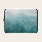 Sunrise in the mountains, dawn, teal, abstract watercolor Laptop Sleeve Gallery Image 1