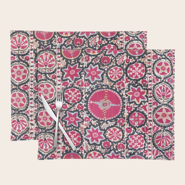 Ura Tube Suzani Northeast Uzbekistan Embroidery Print Placemat Gallery Image 1