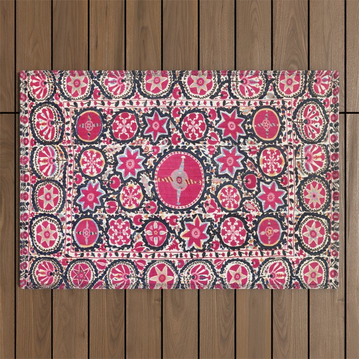 Ura Tube Suzani Northeast Uzbekistan Embroidery Print Outdoor Rug Gallery Image 1