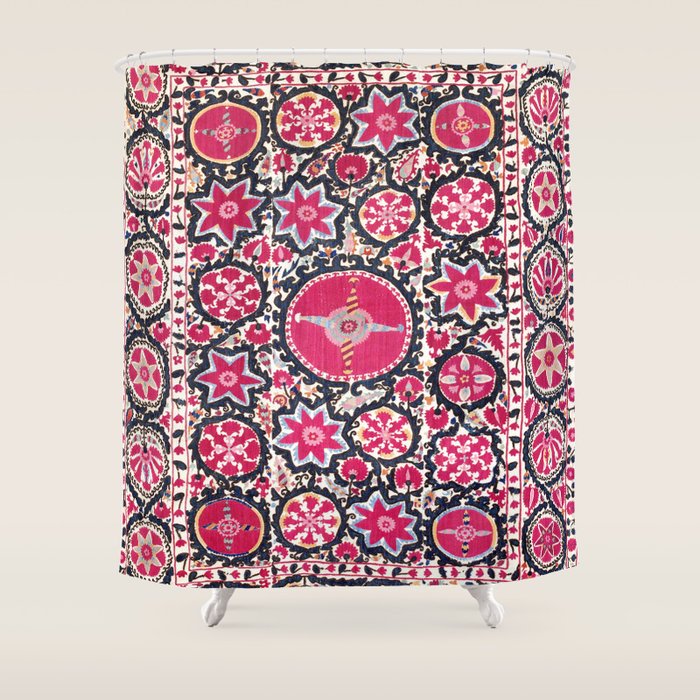 Ura Tube Suzani Northeast Uzbekistan Embroidery Print Shower Curtain Gallery Image 1