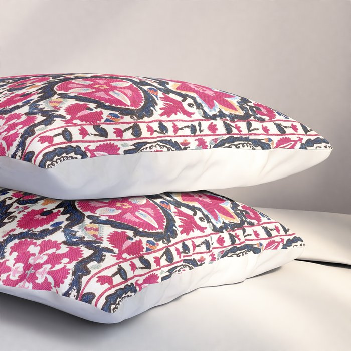 Ura Tube Suzani Northeast Uzbekistan Embroidery Print Pillow Sham Gallery Image 3
