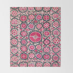 Ura Tube Suzani Northeast Uzbekistan Embroidery Print Throw Blanket Gallery Image 2