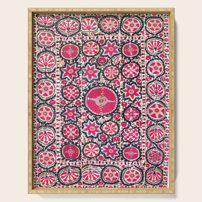 Ura Tube Suzani Northeast Uzbekistan Embroidery Print Serving Tray Gallery Image 1