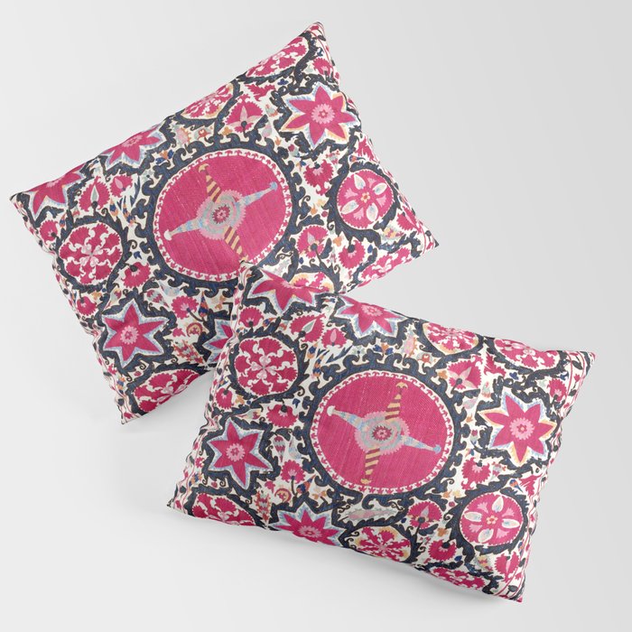 Ura Tube Suzani Northeast Uzbekistan Embroidery Print Pillow Sham Gallery Image 1