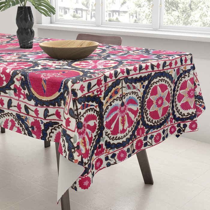 Ura Tube Suzani Northeast Uzbekistan Embroidery Print Tablecloth Gallery Image 3