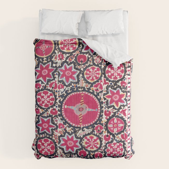 Ura Tube Suzani Northeast Uzbekistan Embroidery Print Comforter Gallery Image 1