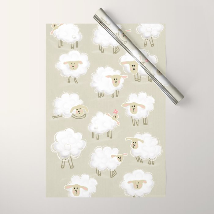 Herd of sheep Wrapping Paper Gallery Image 1