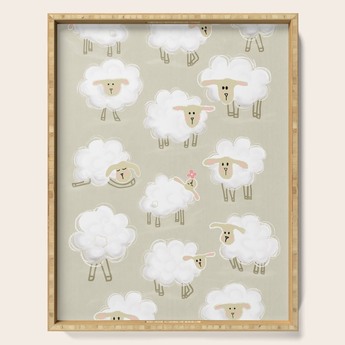 Herd of sheep Serving Tray Gallery Image 1