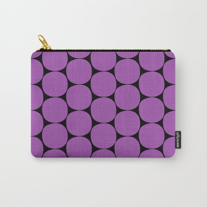 Halloween Mod Dots Pattern in Purple and Black Carry All Pouch Gallery Image 1
