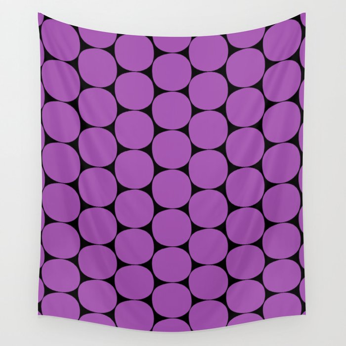 Halloween Mod Dots Pattern in Purple and Black Wall Tapestry Gallery Image 1