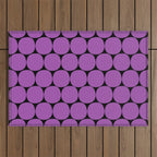 Halloween Mod Dots Pattern in Purple and Black Outdoor Rug Gallery Image 1