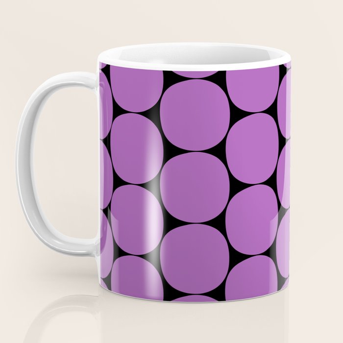 Halloween Mod Dots Pattern in Purple and Black Coffee Mug Gallery Image 3