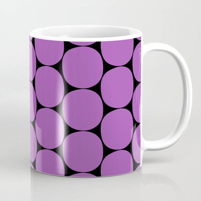 Halloween Mod Dots Pattern in Purple and Black Coffee Mug Gallery Image 1
