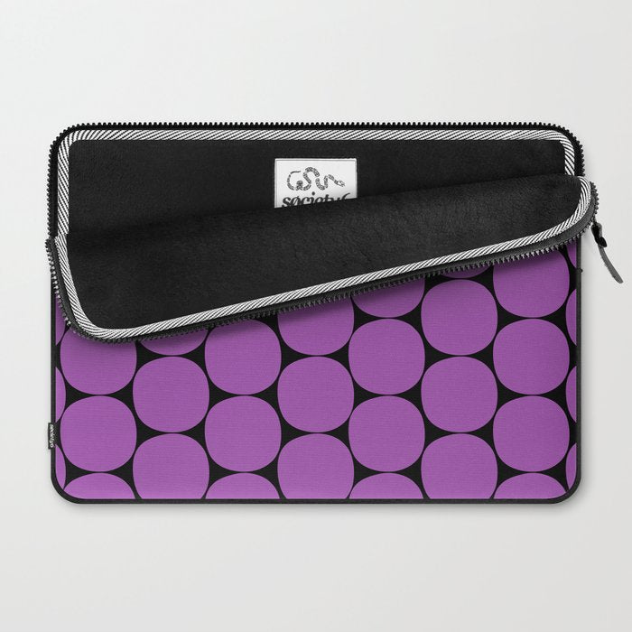 Halloween Mod Dots Pattern in Purple and Black Laptop Sleeve Gallery Image 2