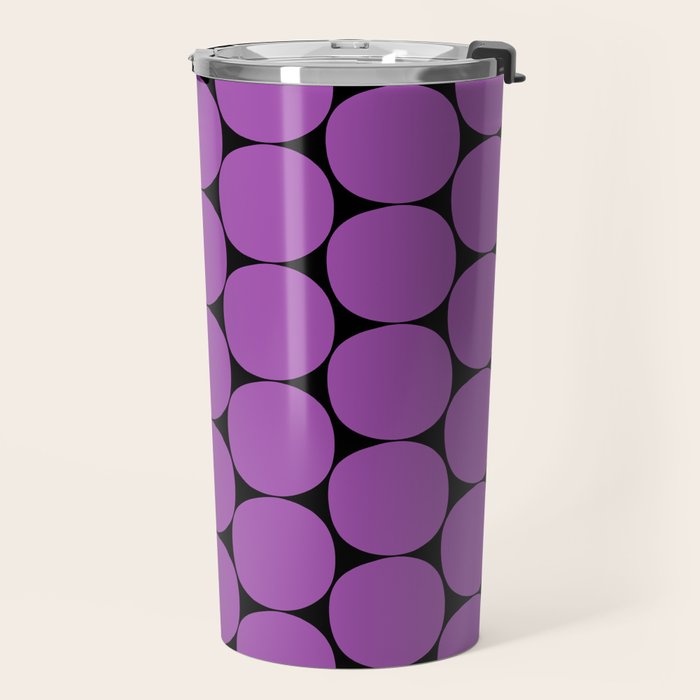 Halloween Mod Dots Pattern in Purple and Black Travel Mug Gallery Image 2