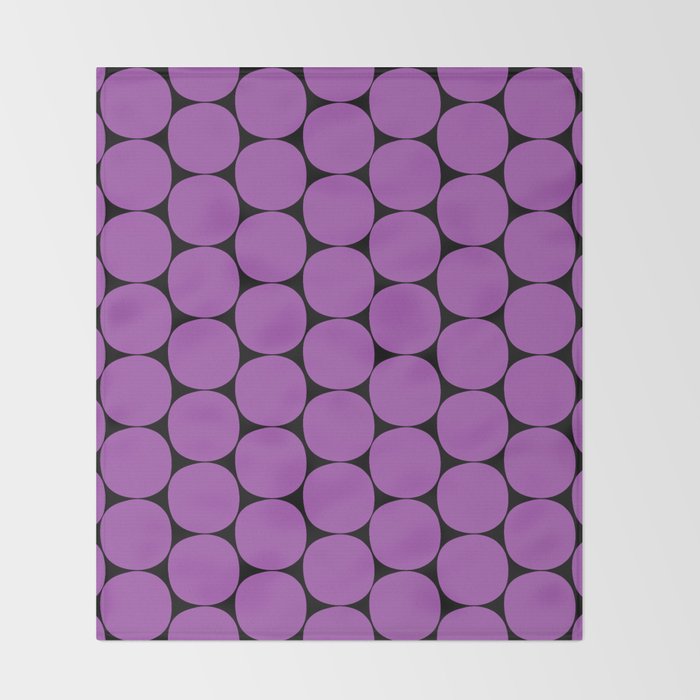 Halloween Mod Dots Pattern in Purple and Black Throw Blanket Gallery Image 2