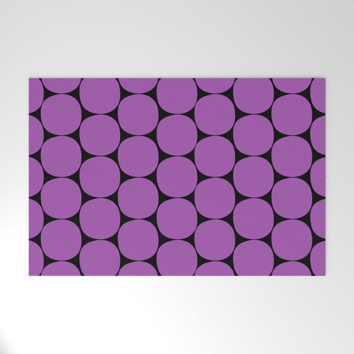 Halloween Mod Dots Pattern in Purple and Black Welcome Mat Gallery Image 1