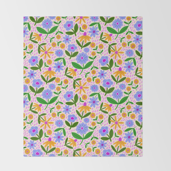 Summer Bright Floral #1 Throw Blanket Gallery Image 2