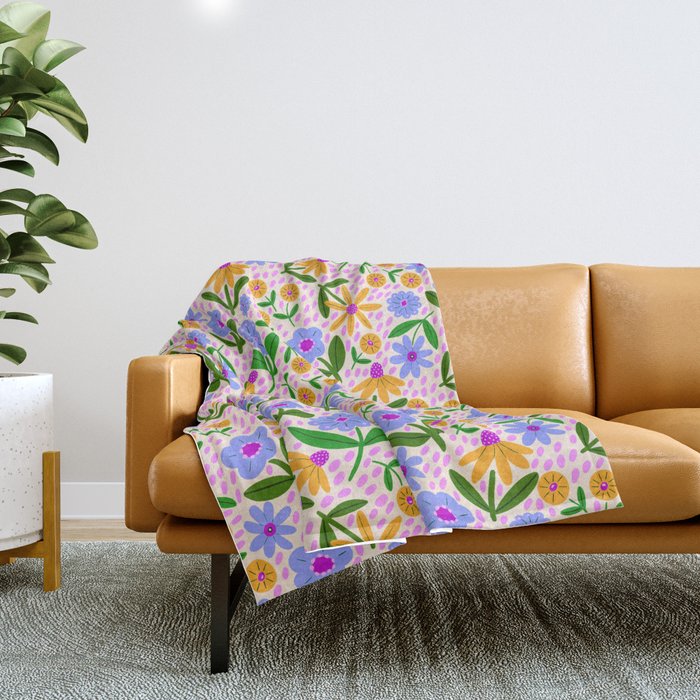 Summer Bright Floral #1 Throw Blanket Gallery Image 1