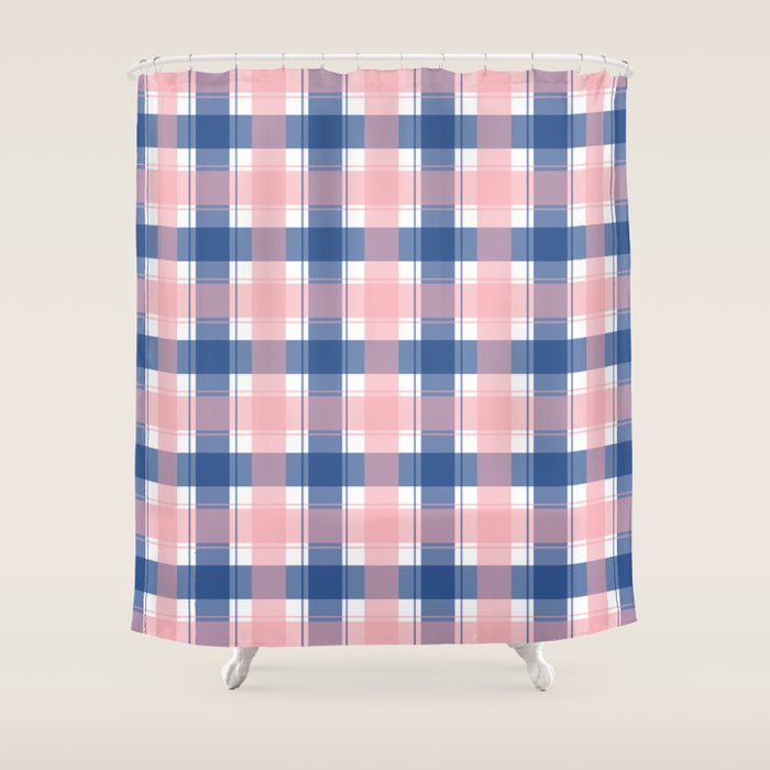 Soft Tones Grid Fusion Shower Curtain Gallery Image 1