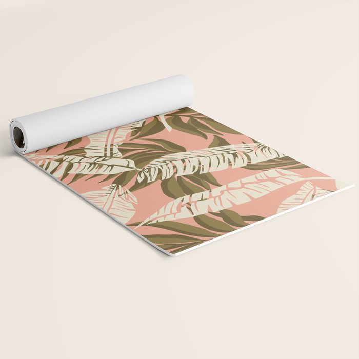 Jungle Leaf Coral Pink Yoga Mat Gallery Image 2