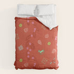 Whimsical Tiny Toys & Pine Branches in Red Comforter Gallery Image 6