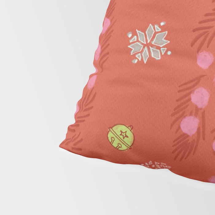 Whimsical Tiny Toys & Pine Branches in Red Pillow Sham Gallery Image 4