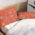 Whimsical Tiny Toys & Pine Branches in Red Pillow Sham Gallery Image 2