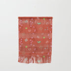 Whimsical Tiny Toys & Pine Branches in Red Wall Hanging Gallery Image 1