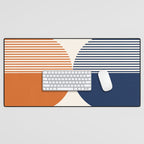 Abstraction Shapes 116 in Navy Blue Orange (Moon Phase Abstract)  Desk Mat Gallery Image 1