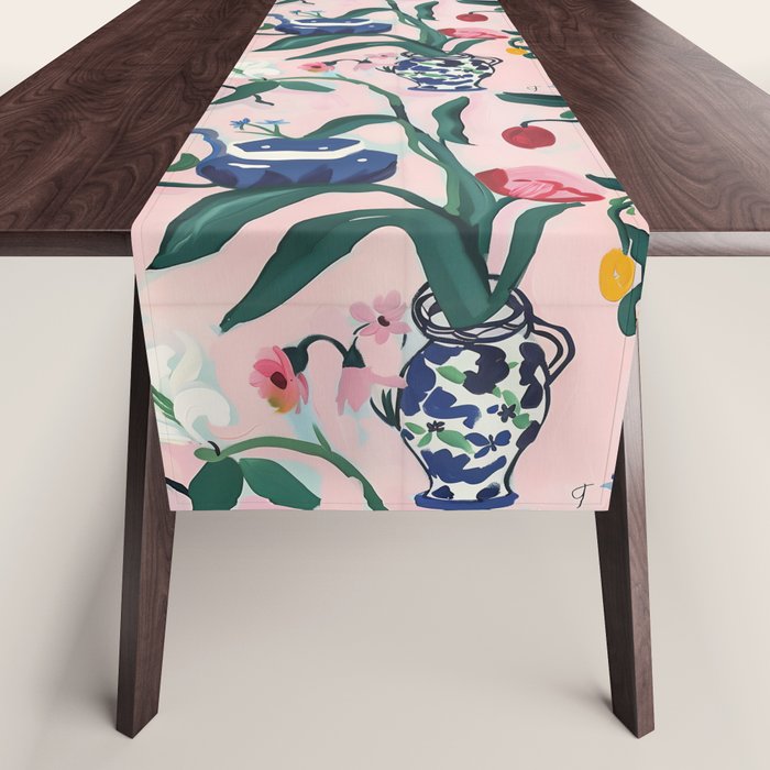Floral Whimsy on Blush Table Runner Gallery Image 1