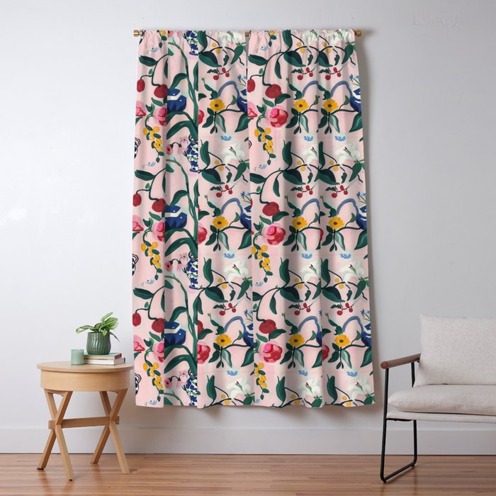 Floral Whimsy on Blush Window Curtain Gallery Image 5