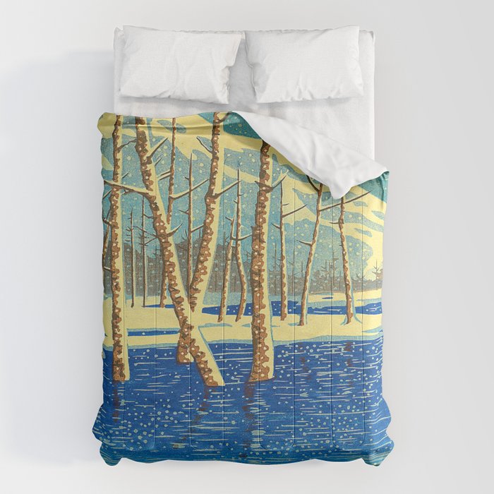 Kawase Hasui Vintage Japanese Woodblock Print Comforter Gallery Image 6