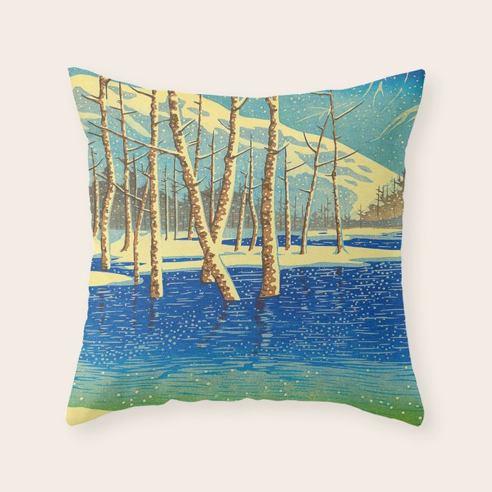 Kawase Hasui Vintage Japanese Woodblock Print Throw Pillow Gallery Image 6