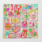 La Dolce Vita Summer Italian Table on blue and white stripes Wood Wall Art Gallery Image 1