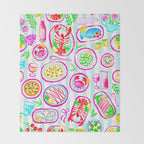 La Dolce Vita Summer Italian Table on blue and white stripes Throw Blanket Gallery Image 2