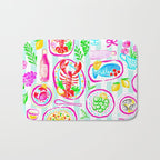 La Dolce Vita Summer Italian Table on blue and white stripes Bath Mat Gallery Image 1