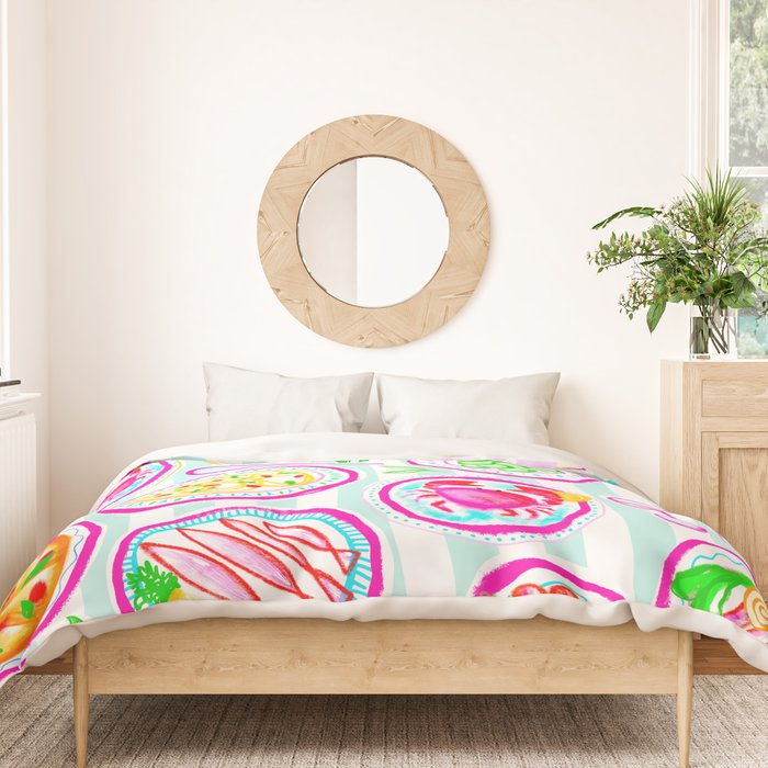 La Dolce Vita Summer Italian Table on blue and white stripes Duvet Cover Gallery Image 3