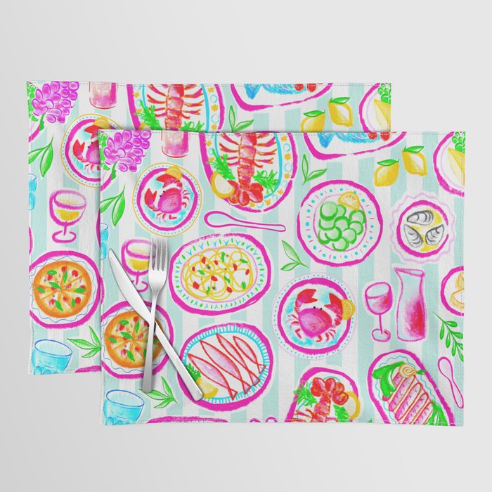 La Dolce Vita Summer Italian Table on blue and white stripes Placemat Gallery Image 1