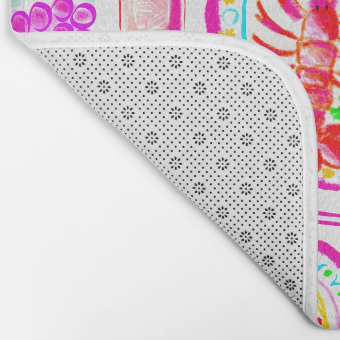 La Dolce Vita Summer Italian Table on blue and white stripes Bath Mat Gallery Image 2