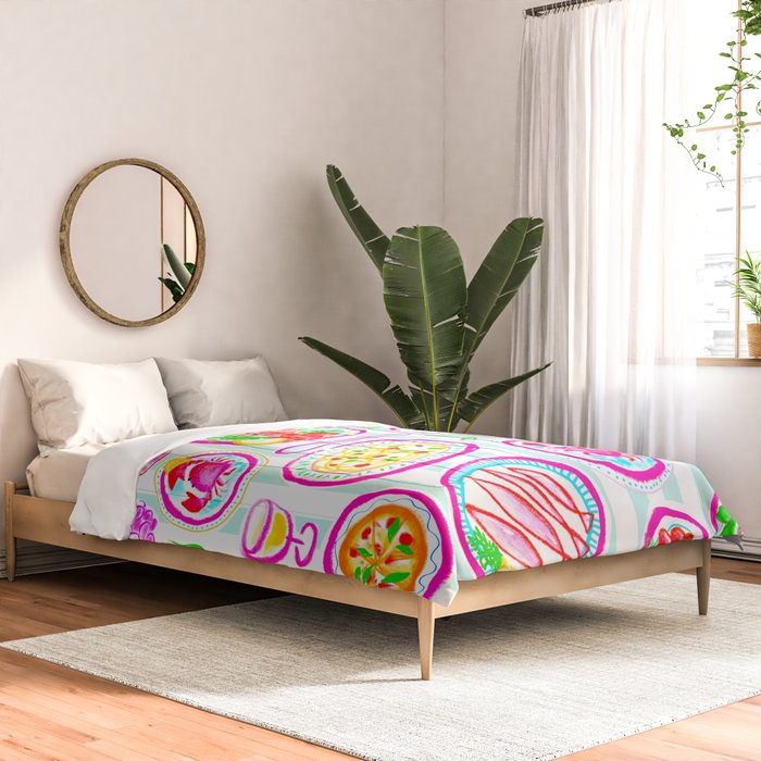 La Dolce Vita Summer Italian Table on blue and white stripes Comforter Gallery Image 2