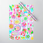 La Dolce Vita Summer Italian Table on blue and white stripes Wrapping Paper Gallery Image 1